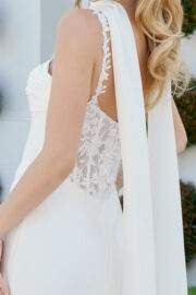 APPLIQUE FLORAL STRAPS CROSSOVER SWEETHEART NECKLINE LACE OVERLAY - Image 3