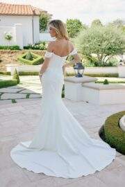 OFF SHOULDER SLEEVES SWEETHEART NECKLINE CHAPEL TRAIN - Image 4