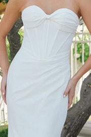 FITTED GOWN NECK SCARF OVERLAY CROSSOVER SWEETHEART BODICE TRAIN - Image 4