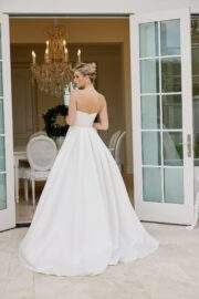 SATIN A LINE GOWN STRAPLESS NECKLINE PLEATED SKIRT AND TRAIN - Image 2