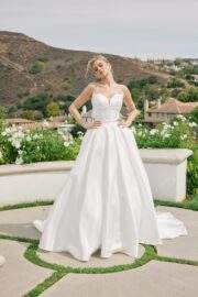 SATIN BALL GOWN WITH STRAPLESS SWEETHEART BODICE
