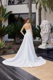 STRAPLESS SATIN A LINE STRAIGHT NECKLINE CHAPEL LENGTH TRAIN - Image 2