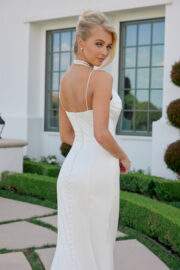 FITTED GOWN COWL NECKLINE FULL LENGTH BUTTONS CHAPEL TRAIN - Image 2
