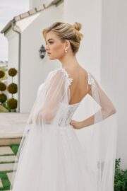 A LINE TULLE GOWN STRAIGHT NECKLINE FLOATING TULLE SLEEVES - Image 2