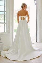 PEAKED CROSSOVER NECKLINE PARTIAL COVERAGE BACK CHAPEL TRAIN - Image 3