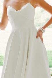 PEAKED CROSSOVER NECKLINE PARTIAL COVERAGE BACK CHAPEL TRAIN - Image 4