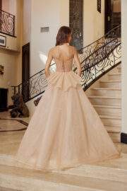 LONG FITTED FULLY BEADED TULLE GOWN DETACHABLE TAIL SKIRT - Image 3