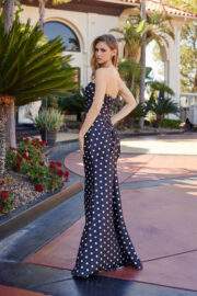 FITTED SATIN POLKA DOTS CROP-TOP LONG SEMI-SWEETHEART BUSTLINE - Image 2