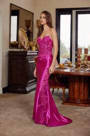 SATIN STRAPLESS SHEER ILLUSION CUTOUTS FROM HIPS TO HEM - Image 2