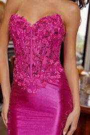 SATIN STRAPLESS SHEER ILLUSION CUTOUTS FROM HIPS TO HEM - Image 7