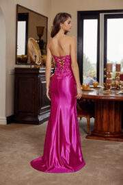 SATIN STRAPLESS SHEER ILLUSION CUTOUTS FROM HIPS TO HEM - Image 6