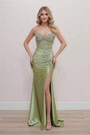 SHINY SATIN FIT AND FLARE SEMI SWEETHEART BUSTLINE - Image 4