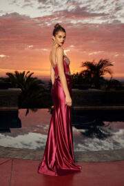 SWEETHEART NECKLINE RHINESTONE EMBELLISHED BODICE THIGH SLIT - Image 5