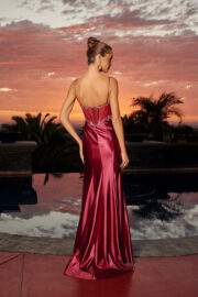 SWEETHEART NECKLINE RHINESTONE EMBELLISHED BODICE THIGH SLIT - Image 4