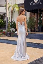 GLITTER DUSTED SATIN SEQUINED EMBELLISHMENTS ILLUSION PLUNGE - Image 8