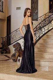 SHINY SATIN GOWN FEATURING A PLUNGING V NECKLINE - Image 5