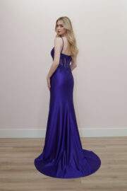 PLUNGING V NECKLINE SHINY ABEADED SEQUINED APPLIQUE BODICE - Image 2