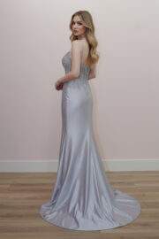 PLUNGING V NECKLINE SHINY ABEADED SEQUINED APPLIQUE BODICE - Image 3