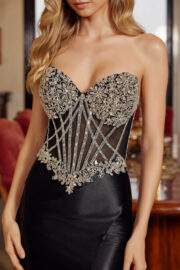 SWEETHEART STRAPLESS NECKLINE SILVER STONE BODICE APPLIQUE - Image 8