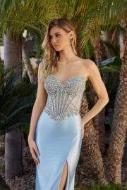 SWEETHEART STRAPLESS NECKLINE SILVER STONE BODICE APPLIQUE - Image 6