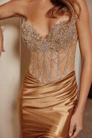 STRAPLESS V NECKLINE FULL STONE AND BEADING BODICE APPLIQUE - Image 3