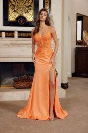 GLITTER STRETCH SATIN SPAGHETTI STRAPS V NECKLINE - Image 4