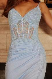 GLITTER STRETCH SATIN SPAGHETTI STRAPS V NECKLINE - Image 9