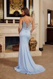 GLITTER STRETCH SATIN SPAGHETTI STRAPS V NECKLINE - Image 8