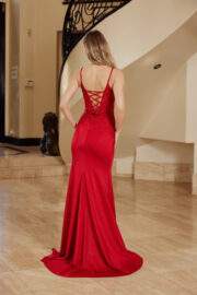 GLITTER STRETCH SATIN SPAGHETTI STRAPS V NECKLINE - Image 5