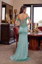 OFF SHOULDER STRAP STRETCH GLITTER SATIN SWEETHEART BUSTLINE - Image 3