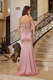OFF SHOULDER STRAP STRETCH GLITTER SATIN SWEETHEART BUSTLINE - Image 7