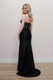 STRAPLESS V NECKLINE ADORNED WITH SILVER STONES AND BEADS - Image 2