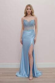 STRAPLESS V NECKLINE ADORNED WITH SILVER STONES AND BEADS - Image 4