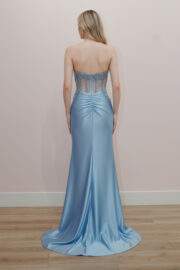 STRAPLESS V NECKLINE ADORNED WITH SILVER STONES AND BEADS - Image 3