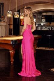 FULLY BEADED BODICE SEMI SWEETHEART BUST LINE HIGH SLIT - Image 2