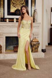 FULLY BEADED BODICE SEMI SWEETHEART BUST LINE HIGH SLIT - Image 8