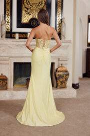 FULLY BEADED BODICE SEMI SWEETHEART BUST LINE HIGH SLIT - Image 5