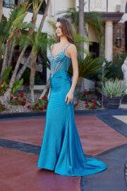 FIT AND FLARE CRAFTED WITH LUXURIOUS GLITTER STRETCH SATIN - Image 4