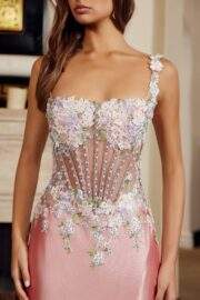 FULL SEQUINED FLOWER DESIGN EMBROIDERY BODICE AND TRAPS - Image 6
