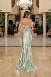 OFF THE SHOULDER STRAPS SHINY SATIN SWEETHEART BUST LINE - Image 5