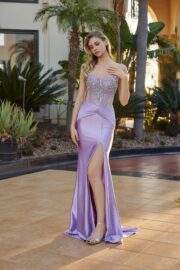 SCOOP BUSTLINE ADORNED BY SILVER BEADING ILLUSION WAISTLINE - Image 2