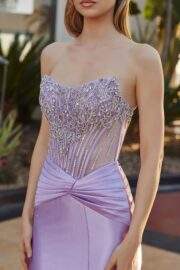 SCOOP BUSTLINE ADORNED BY SILVER BEADING ILLUSION WAISTLINE - Image 4