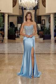 SCOOP BUSTLINE ADORNED BY SILVER BEADING ILLUSION WAISTLINE - Image 5