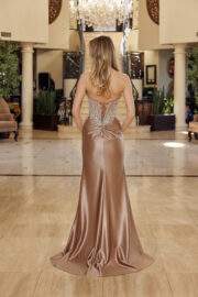 SHINY SATIN LONG STRAPLESS FIT PLUNGING BUSTLINE - Image 9