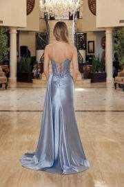 LONG STRAPLESS FIT SHEER EMBROIDERED WAISTLINE SIDE SASH - Image 6