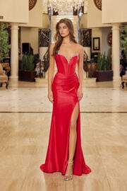 PLUNGING V NECKLINE BEADED EDGES BONED WAISTLINE - Image 5