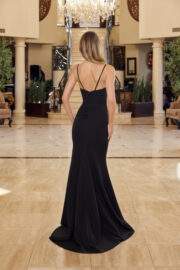 STRETCH SATIN DRESS V NECKLINE SPAGHETTI STRAPS - Image 4