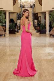STRETCH SATIN DRESS V NECKLINE SPAGHETTI STRAPS - Image 2
