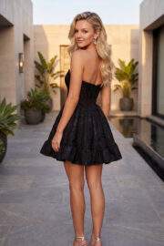 FLORAL JACQUARD CORSET RUFFLE MINI DRESS - Image 4