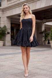 FLORAL JACQUARD CORSET RUFFLE MINI DRESS - Image 3
